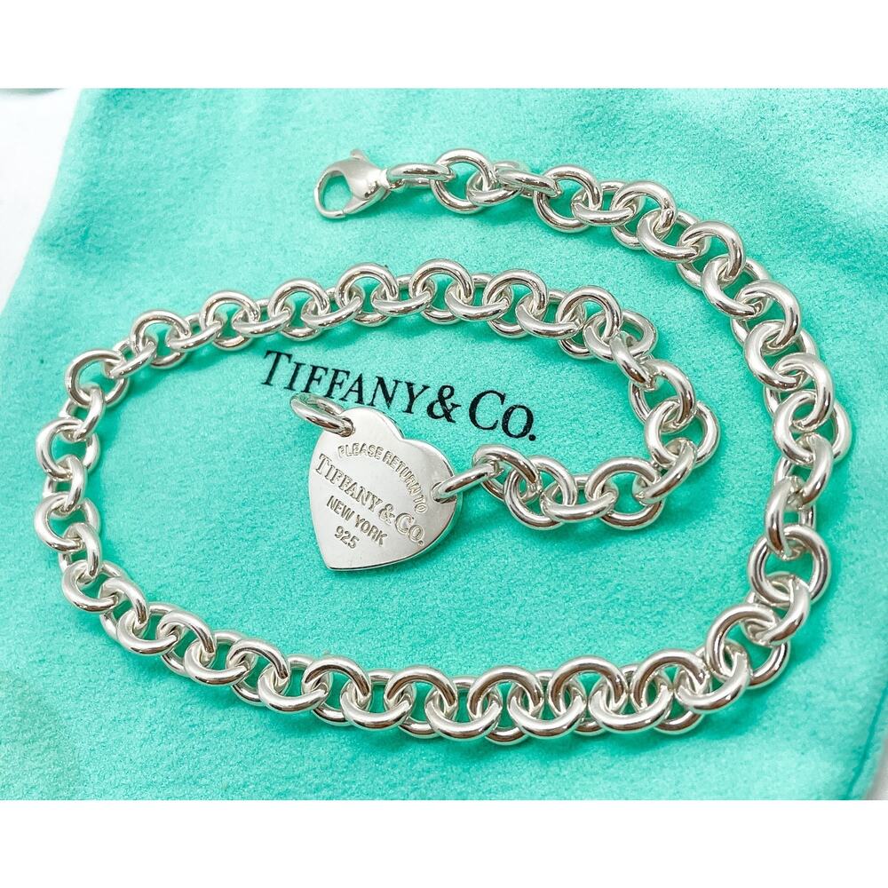 Tiffany & Co. Return to Tiffany Large Heart Tag Necklace Sterling Silver 15" - Picture 9 of 9